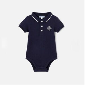 Jacadi Blue Polo Bodysuit with White Trim